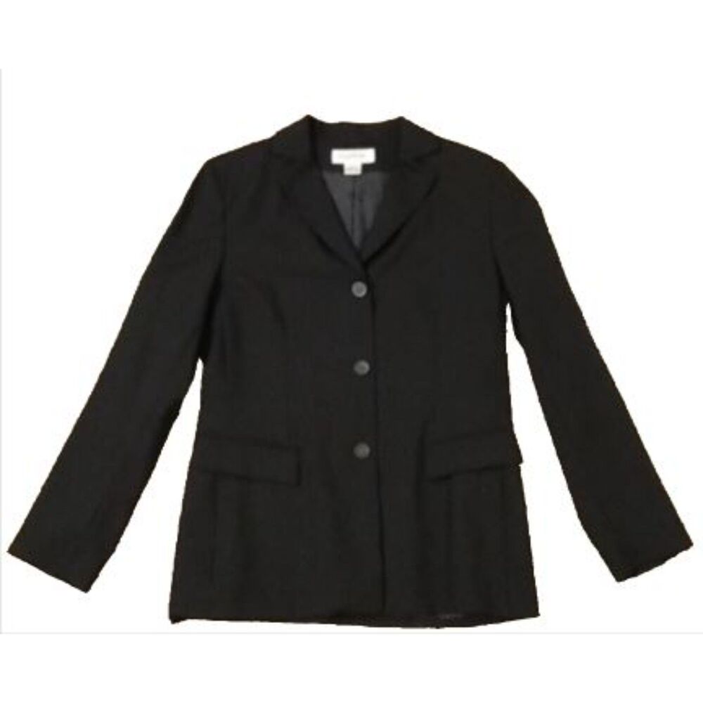 Brooks Brothers Brooksease Blazer Womens 6 Black 100% Wool 3 Button Down Pleated